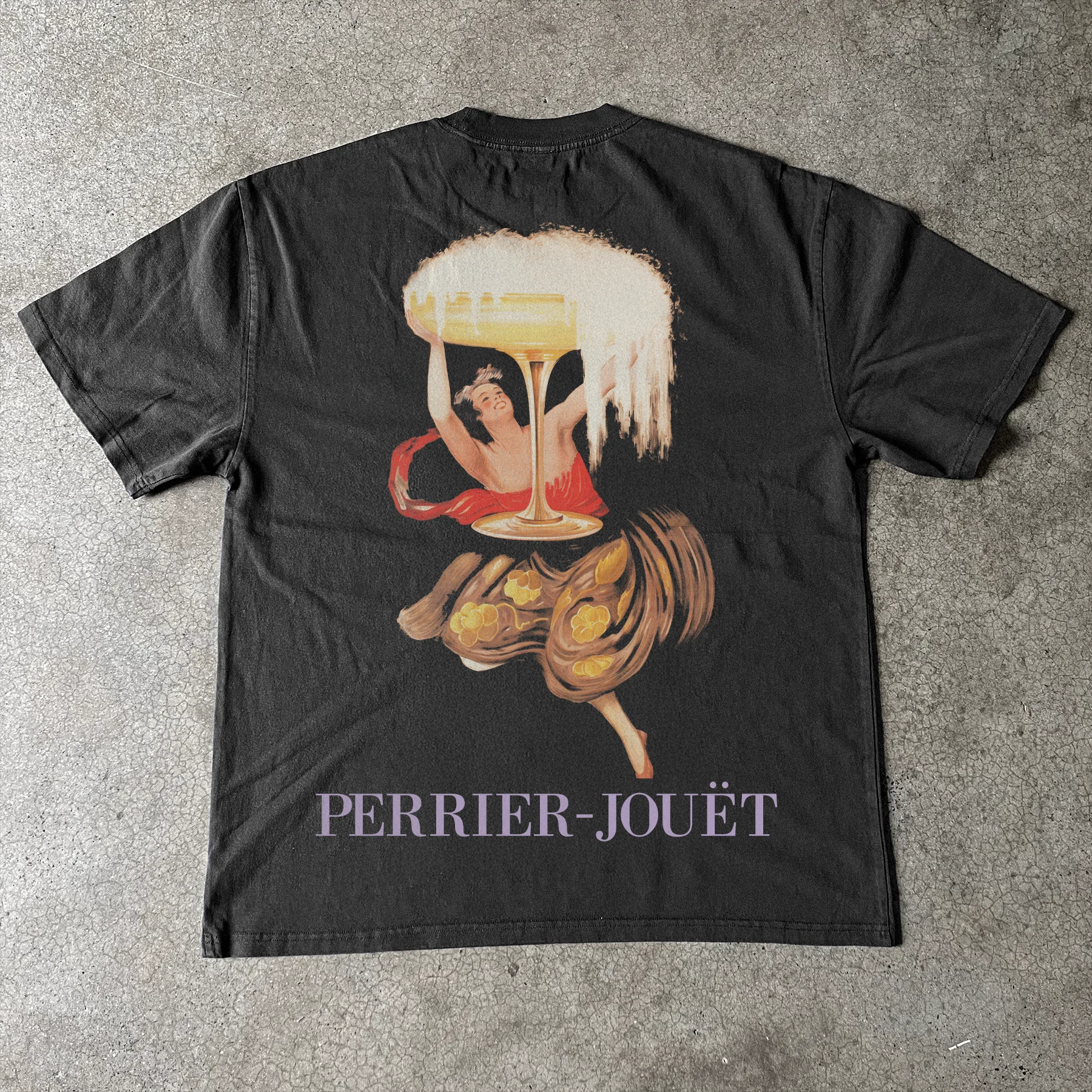 Perrier-Jouet Champagne 'Coupe' Heavyweight Black T-Shirt