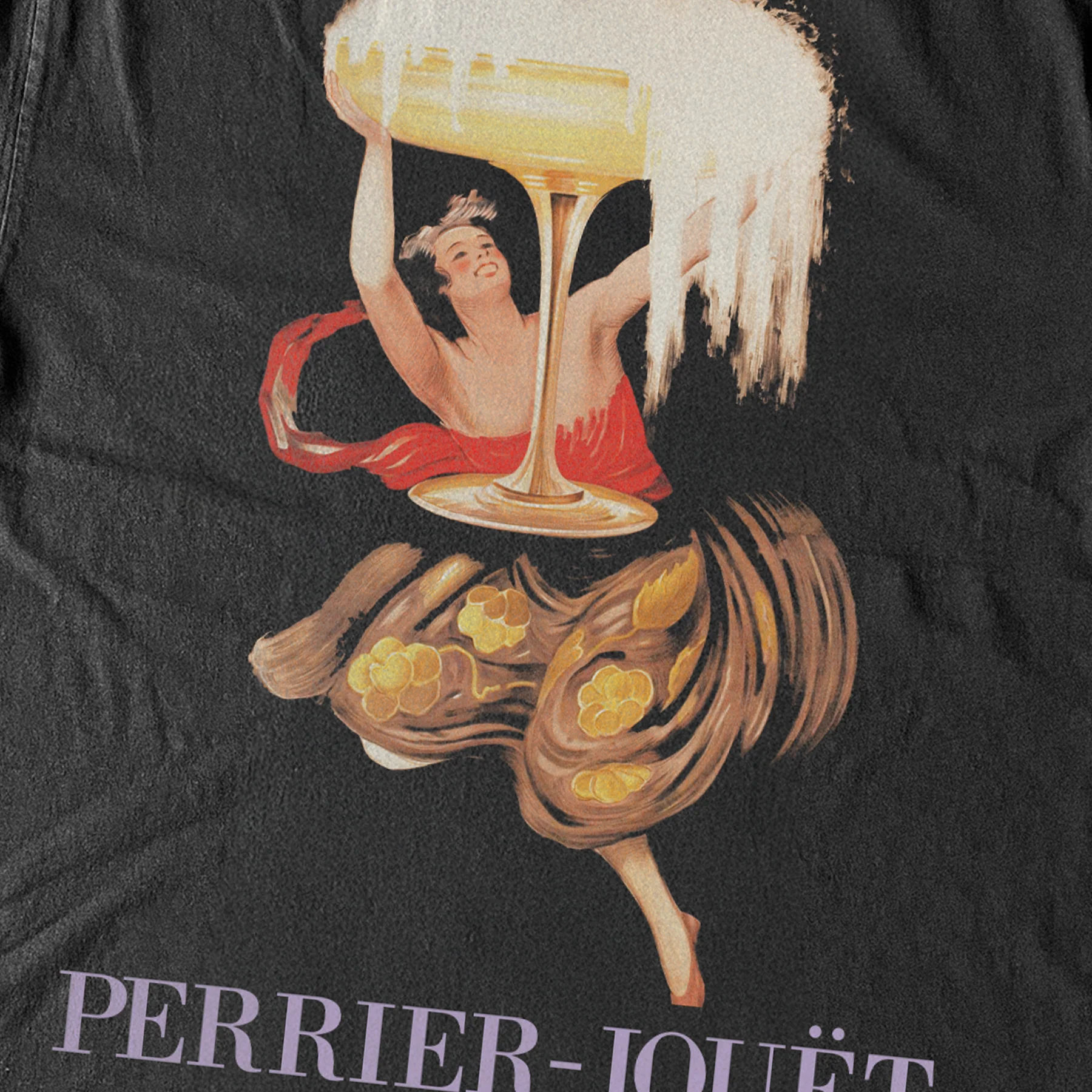 Perrier-Jouet Champagne 'Coupe' Heavyweight Black T-Shirt - Image 2