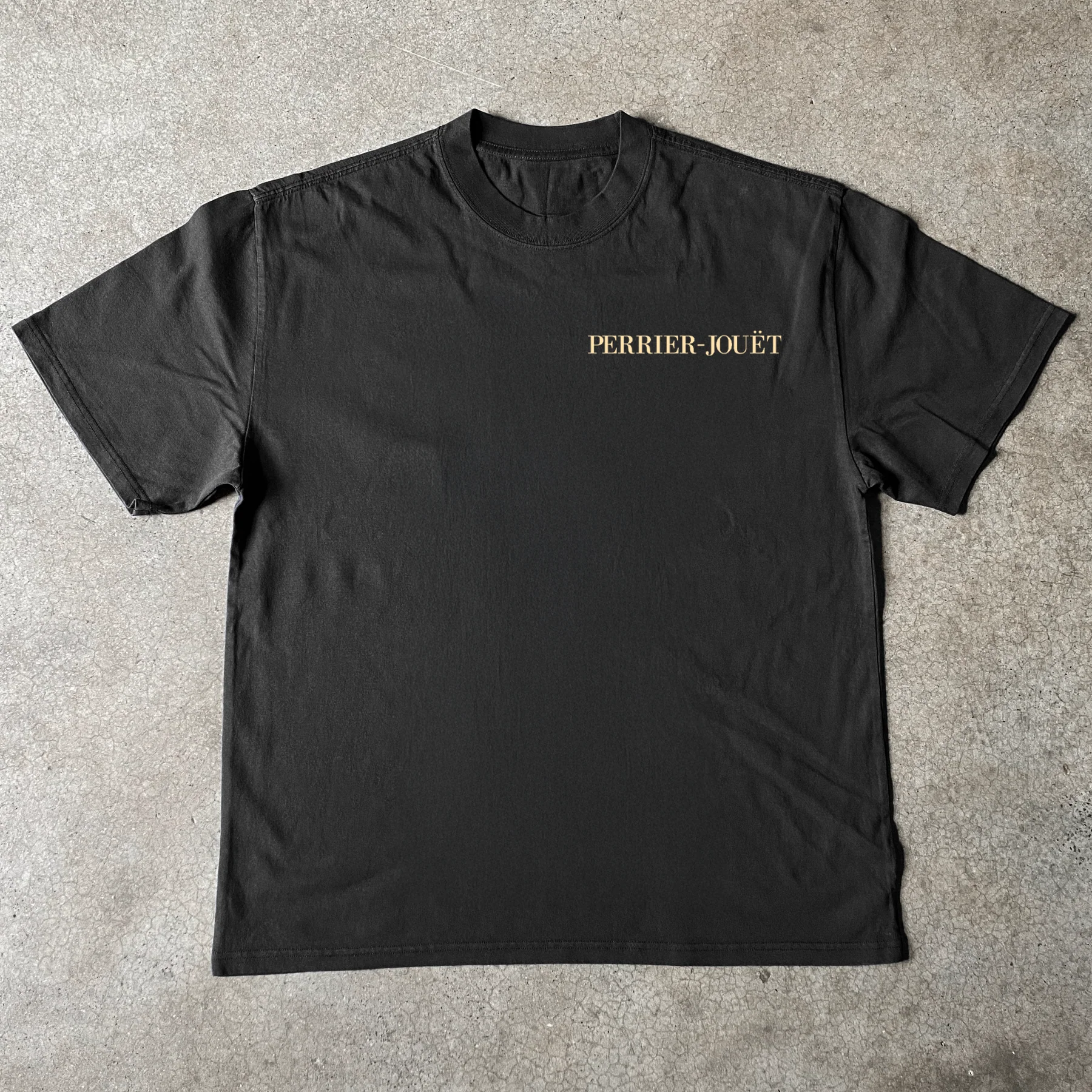Perrier-Jouet Champagne 'Coupe' Heavyweight Black T-Shirt - Image 3