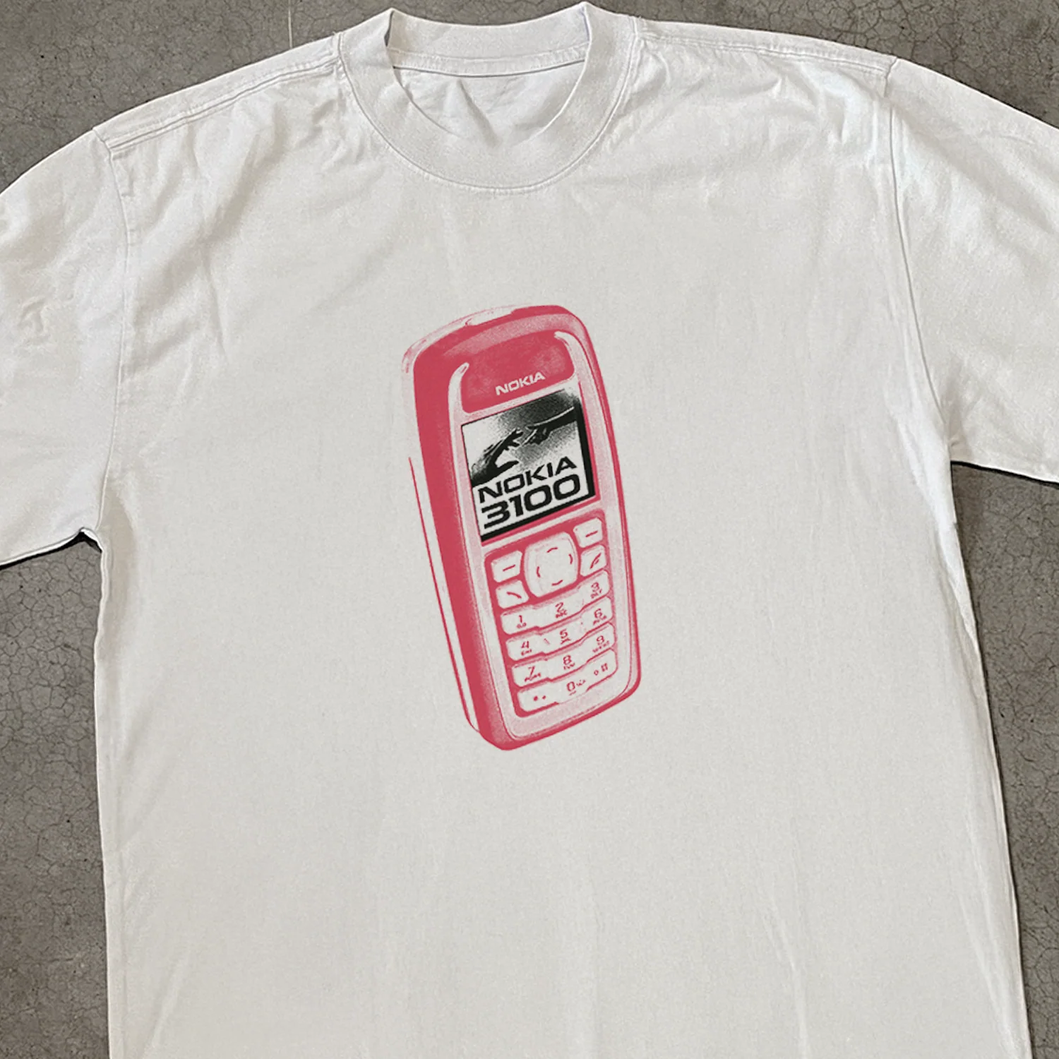 Pink Celly '3100' Nok Heavy Faded White Tee - Image 2