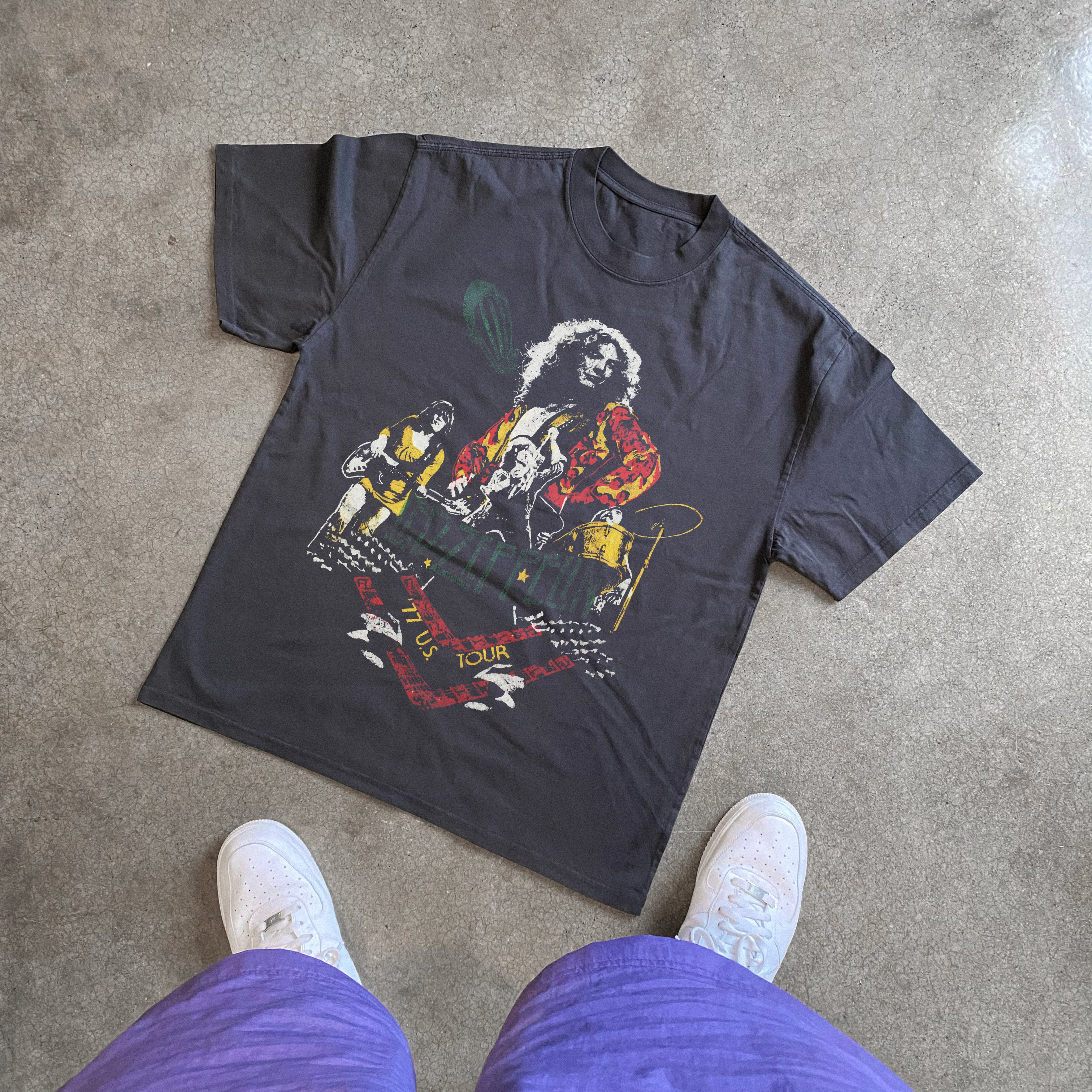 Rare Vintage Led Zeppelin 77 US Tour Heavyweight Black T-Shirt