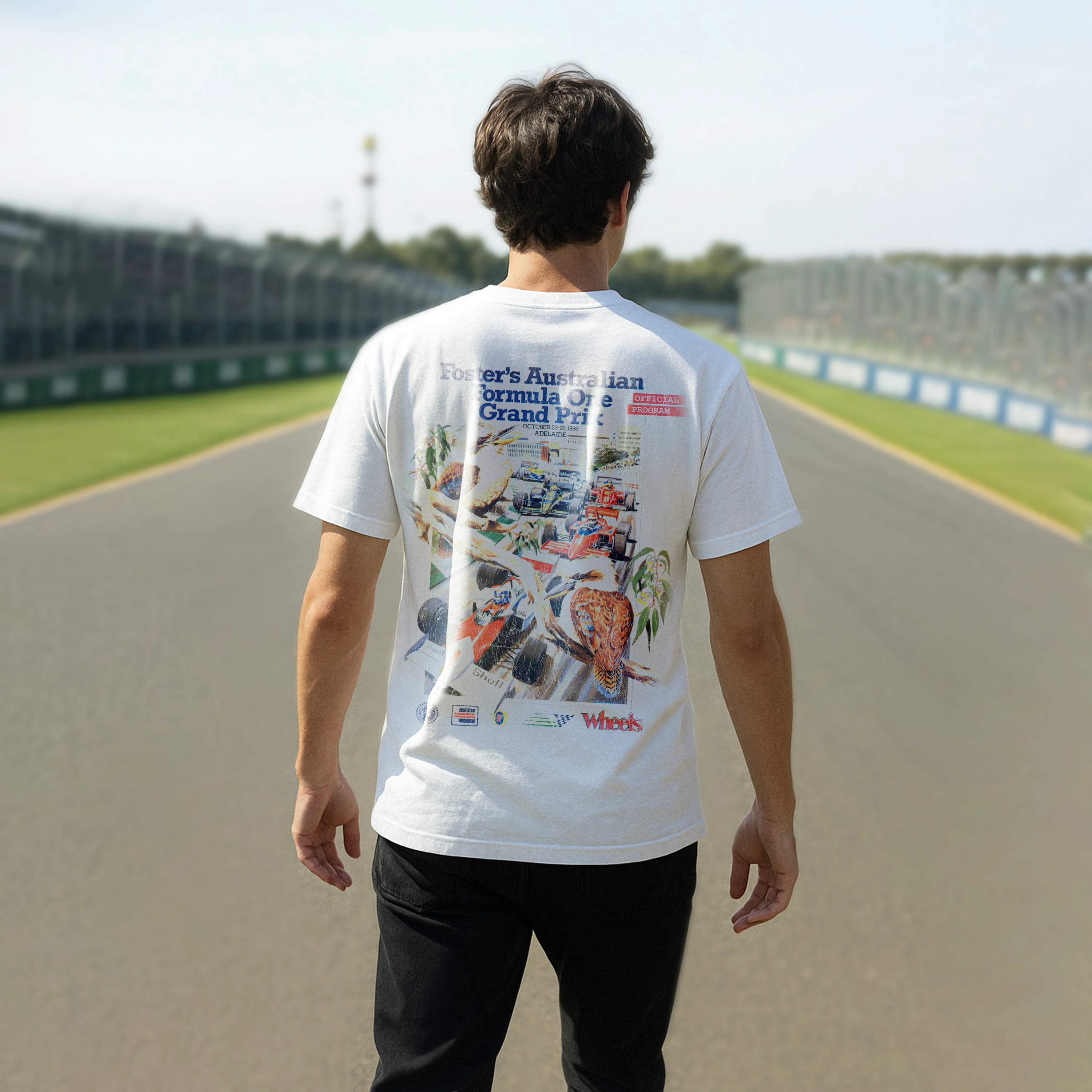 Retro 1986 Fosters F1 White Heavy Weight Tee - Image 3