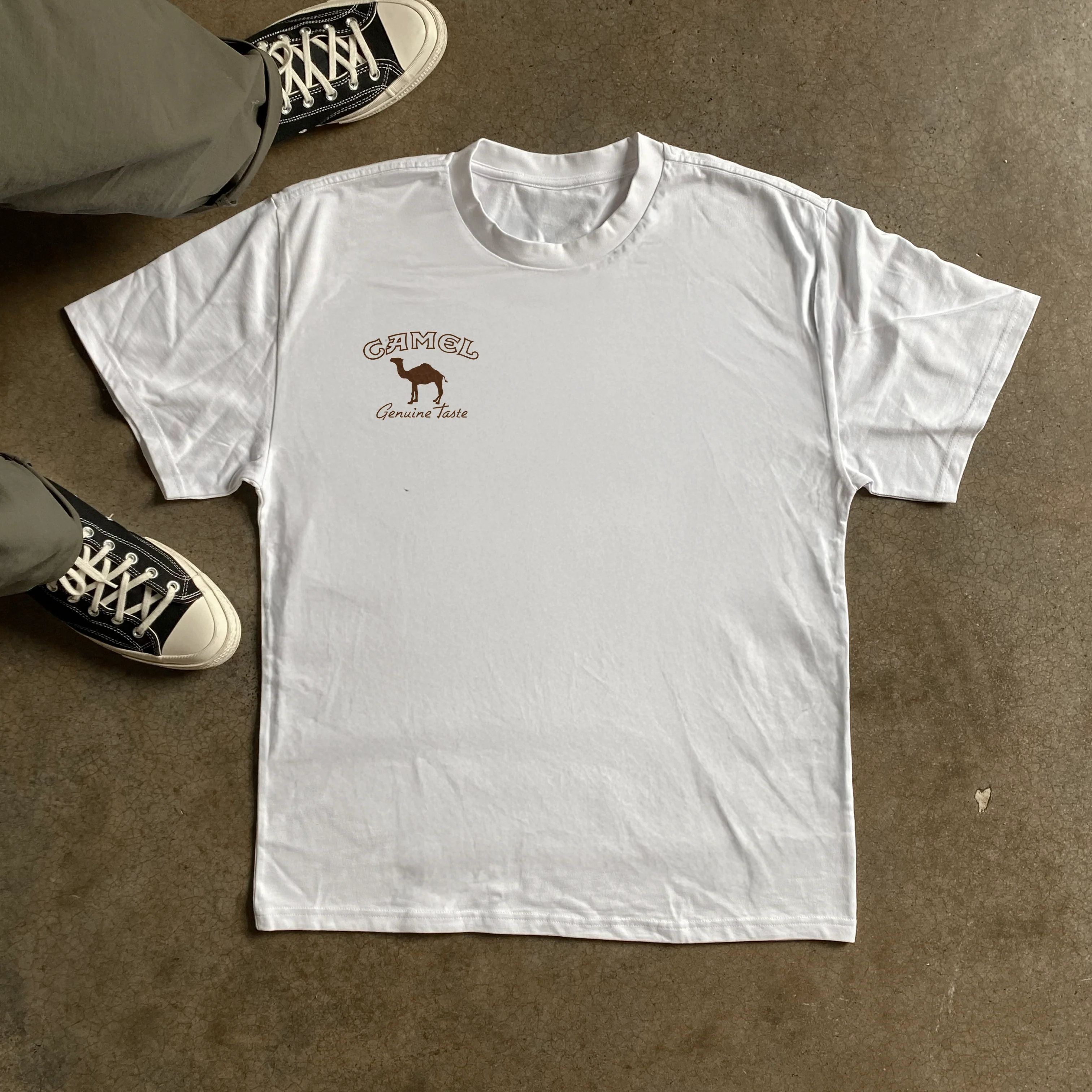 Retro Camel 'Rip' Heavy White T-Shirt - Image 3