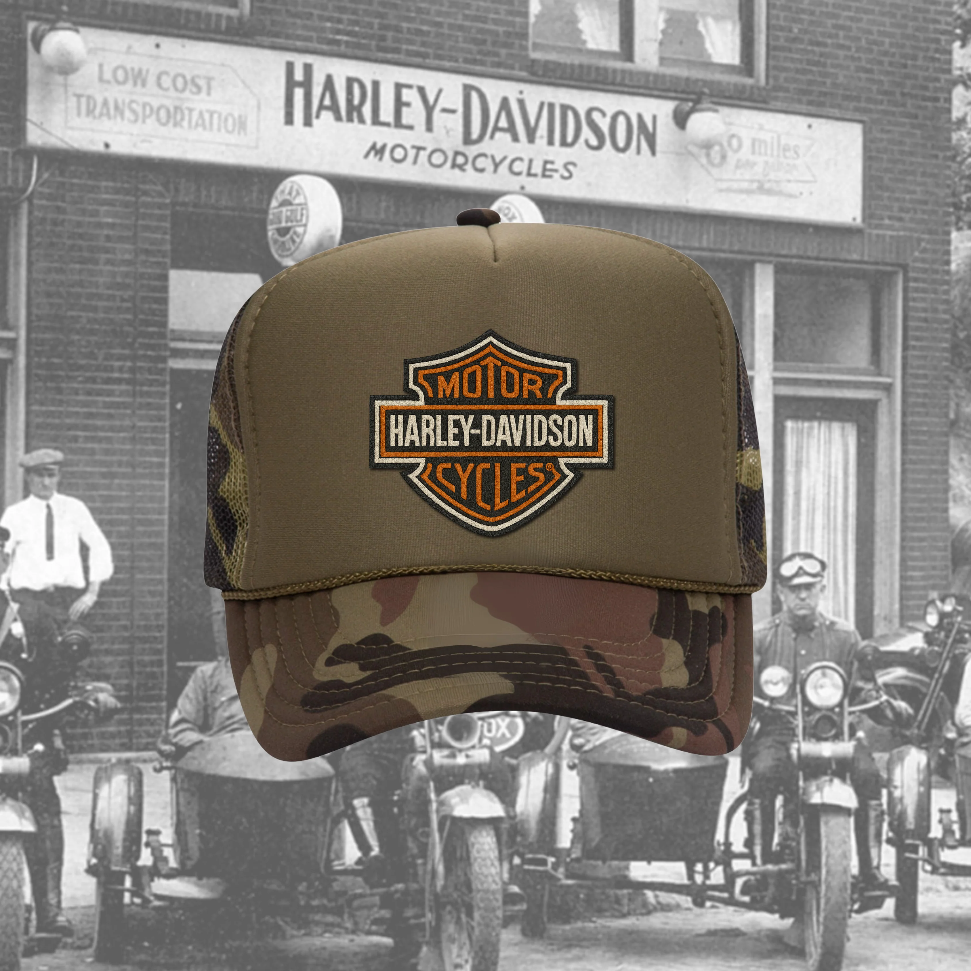 ROAD DAWG CURVED BILL PATCH HAT GREEN CAMO HAT
