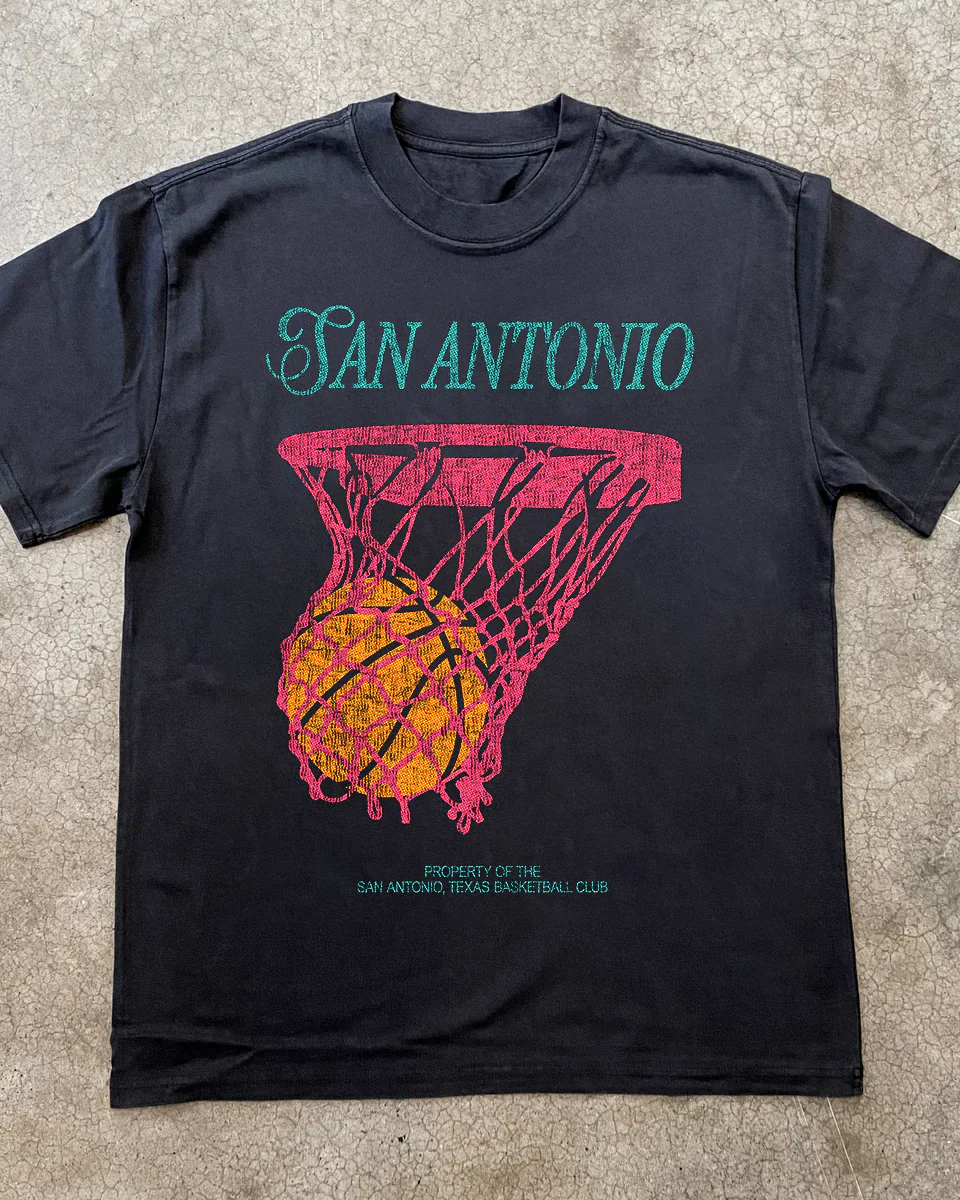 San Antonio Basketball Heavyweight Black Tee