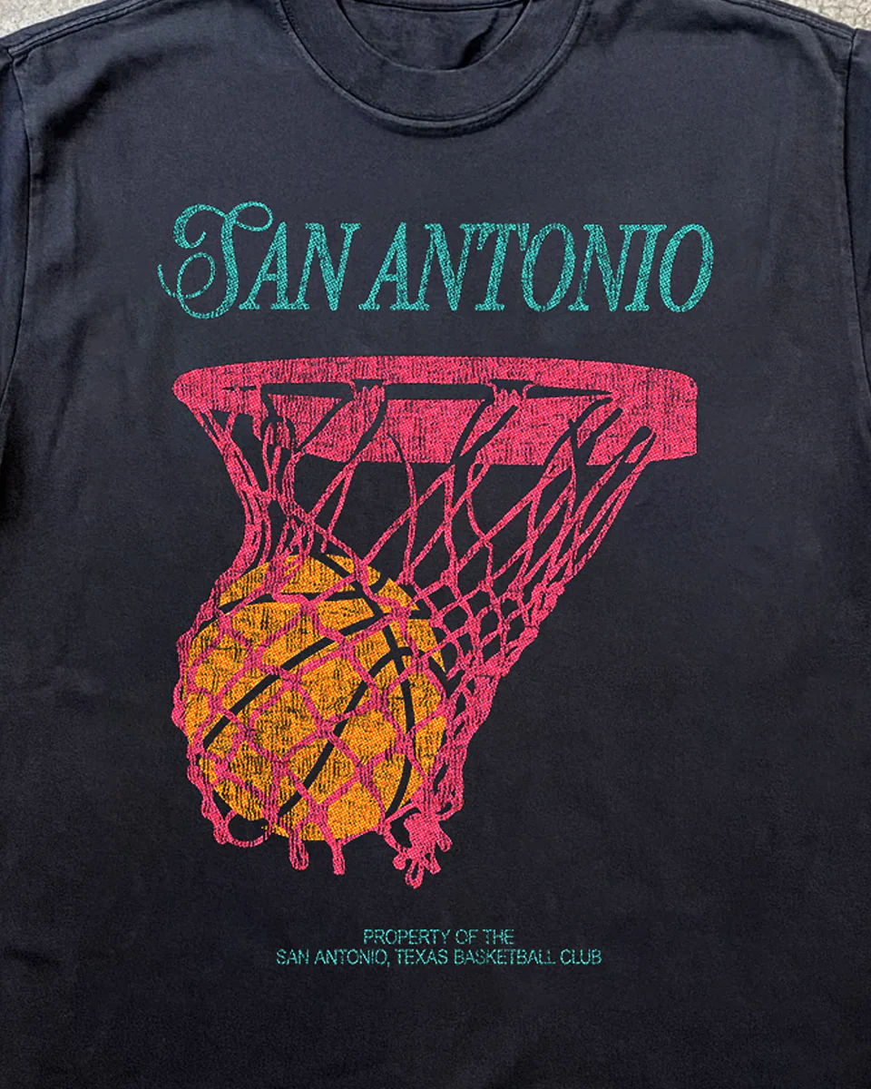 San Antonio Basketball Heavyweight Black Tee - Image 2