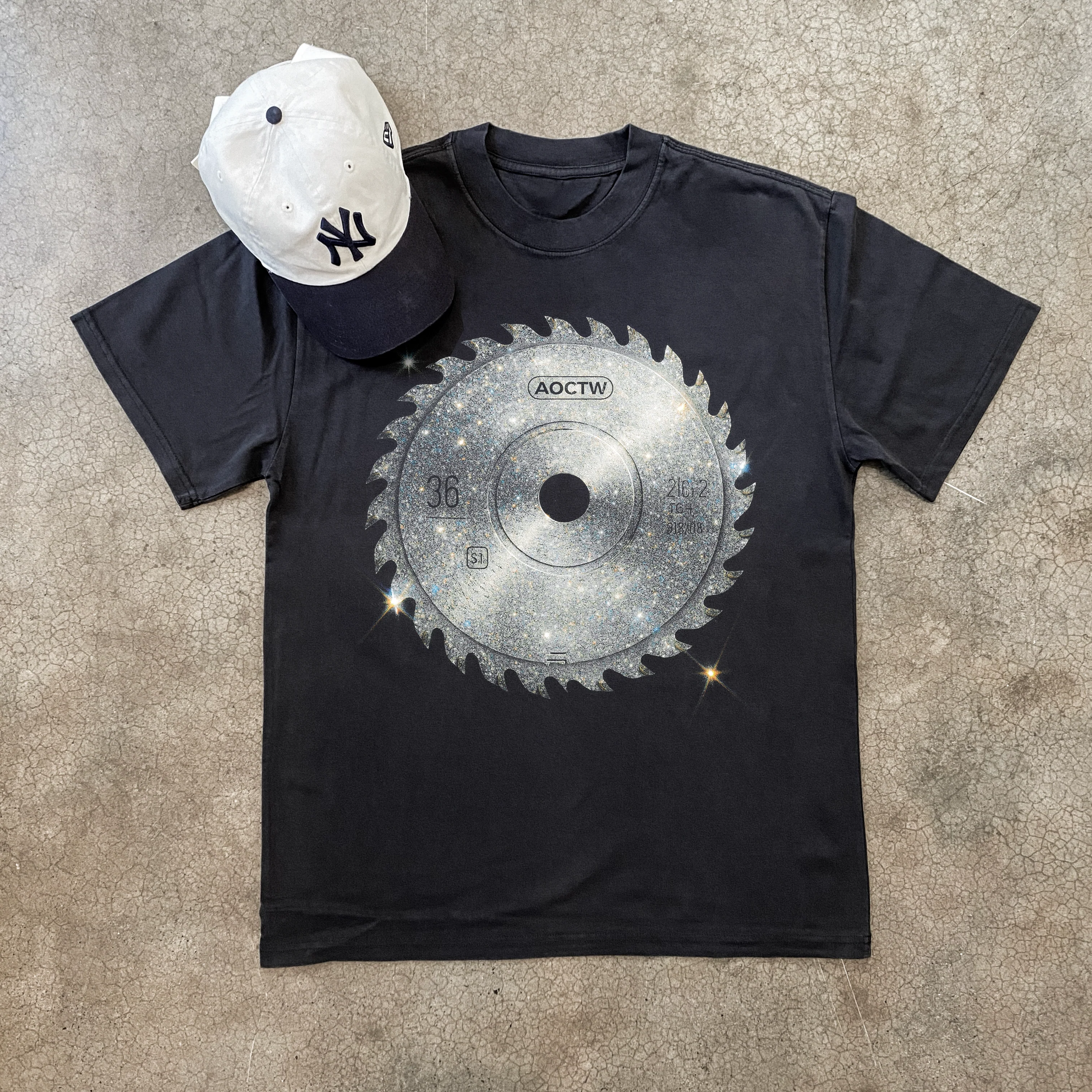 Saw Blade Heavy Faded Black T-Shirt