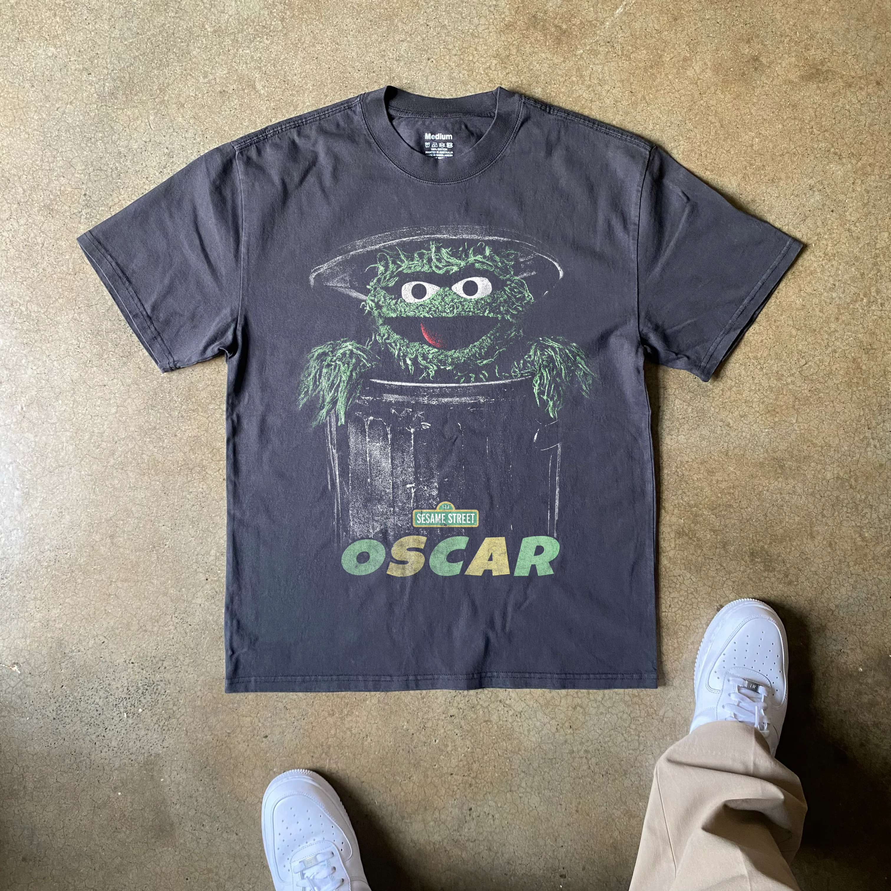 Sesame Street Oscar The Grouch Heavyweight Black T-Shirt