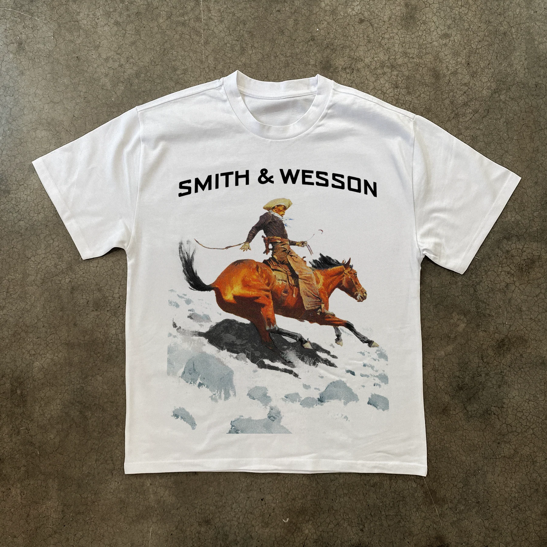 Smith And Wesson 'Cowboy' Heavyweight White T-Shirt