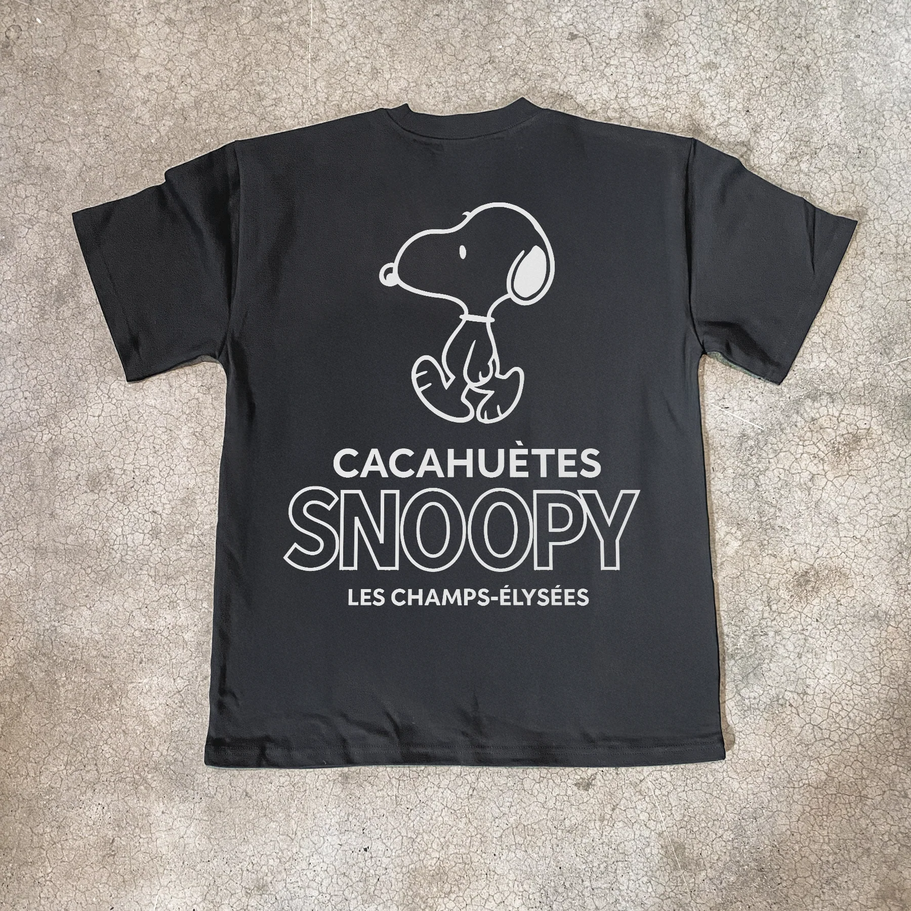 Snoopy 'Les Champs-Elysees' Paris Black Heavy Tee