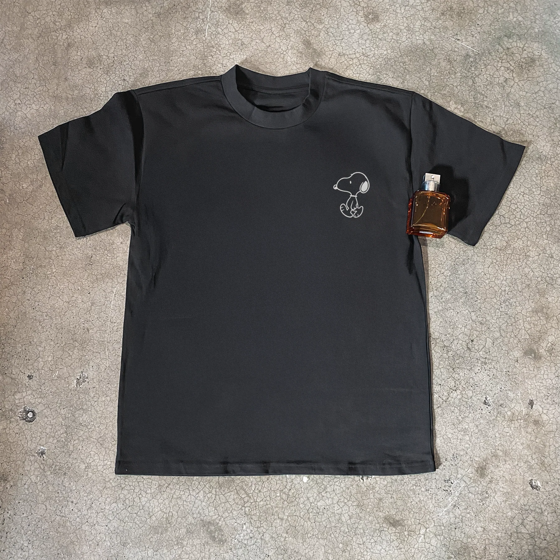 Snoopy 'Les Champs-Elysees' Paris Black Heavy Tee - Image 2