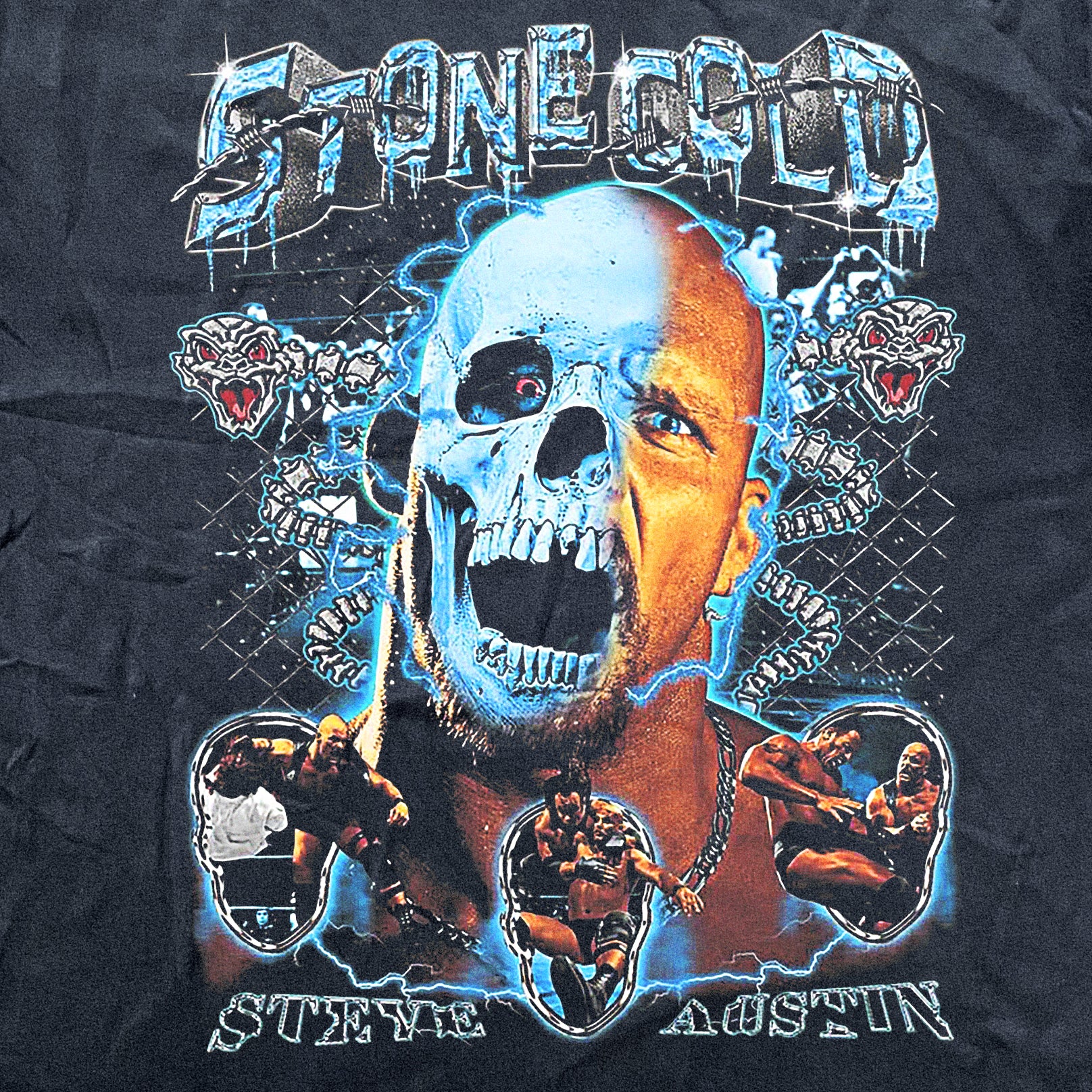 `Stone Cold’ Heavyweight Black T-Shirt - Image 2