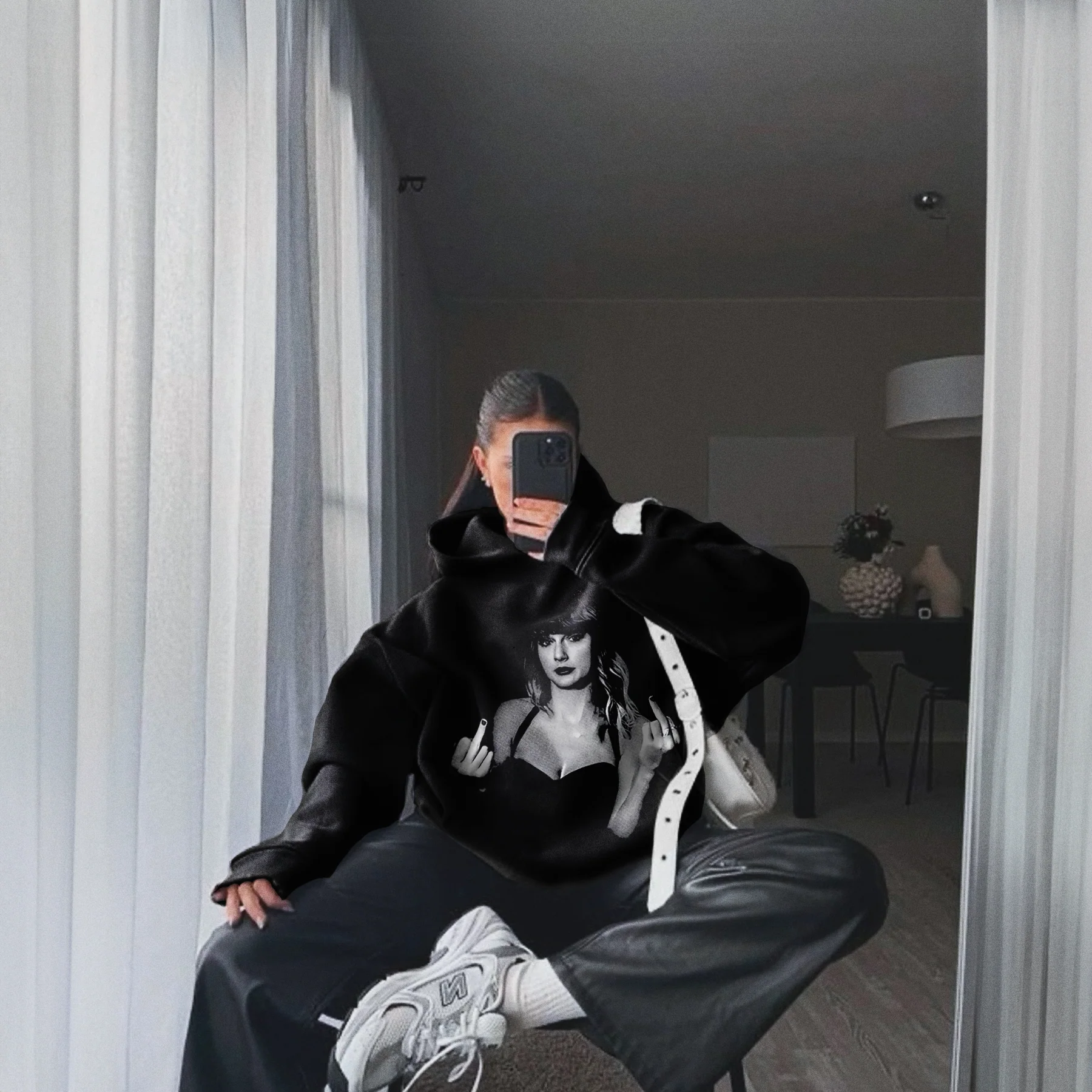 Up Yours Fingers Black Hoodie