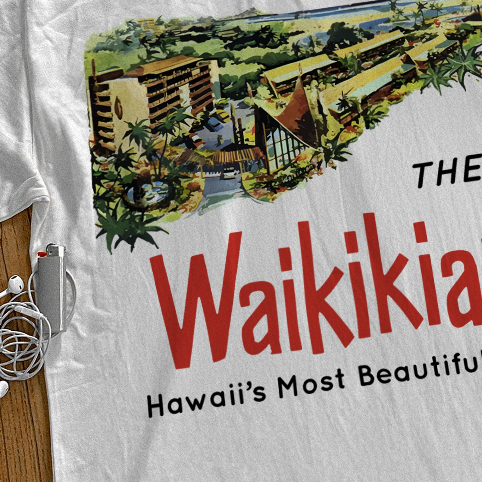 'The Waikikian' Hotel Heavyweight White T-Shirt - Image 2