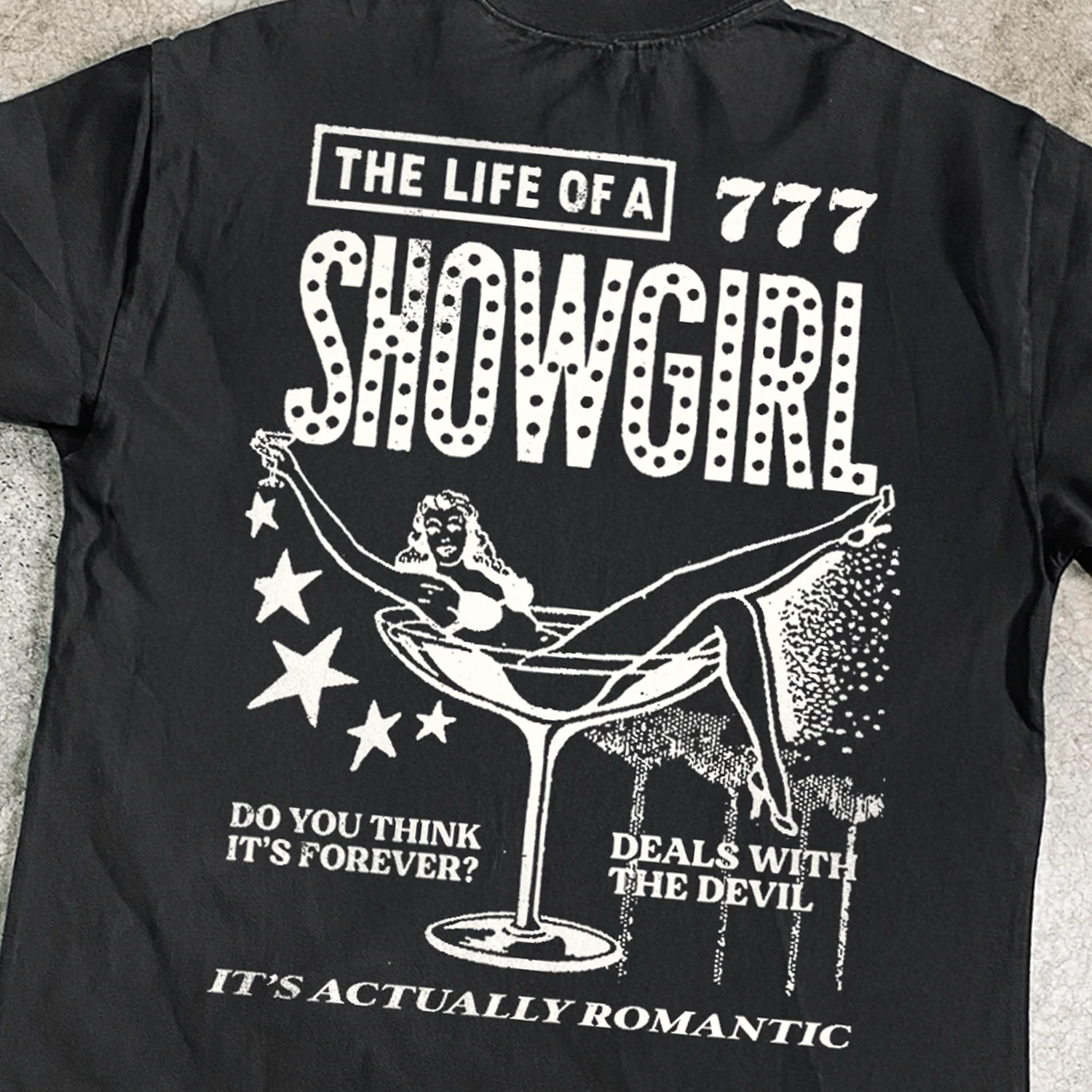 Vegas Swift 'Life Of A Showgirl' Black Heavy Faded Tee - Image 2