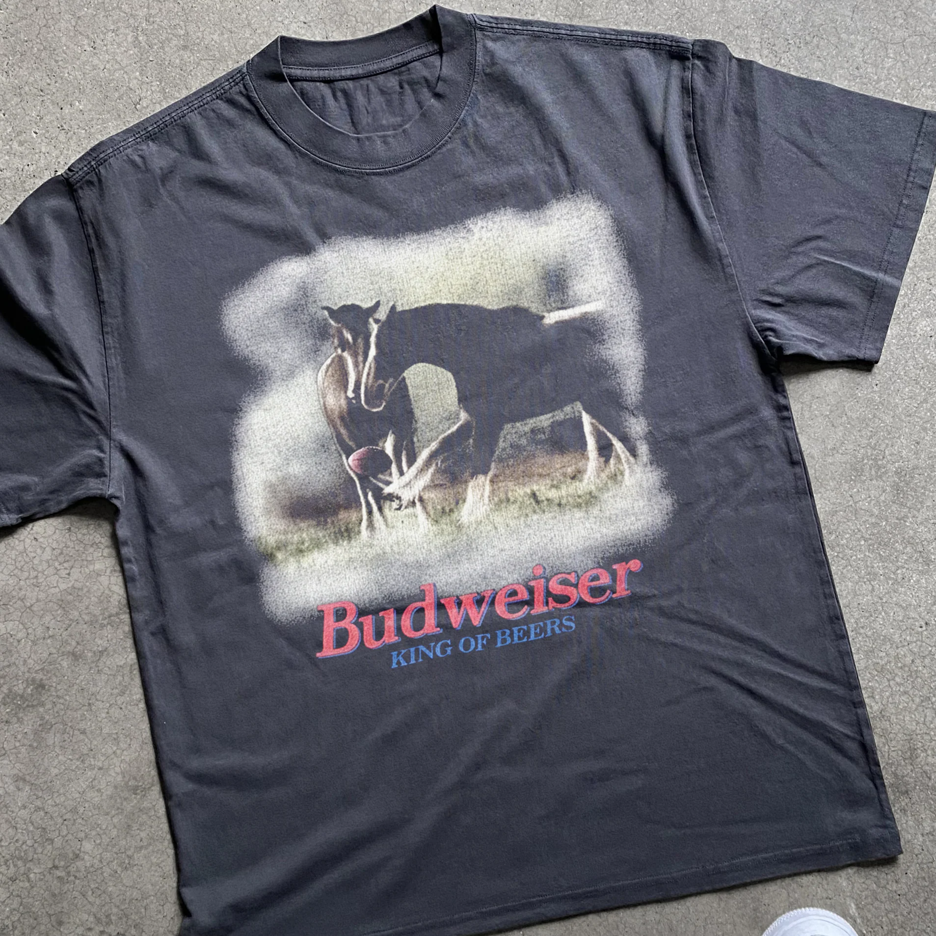 Vintage Budweiser King of Beers Heavyweight Black T-shirt - Image 2