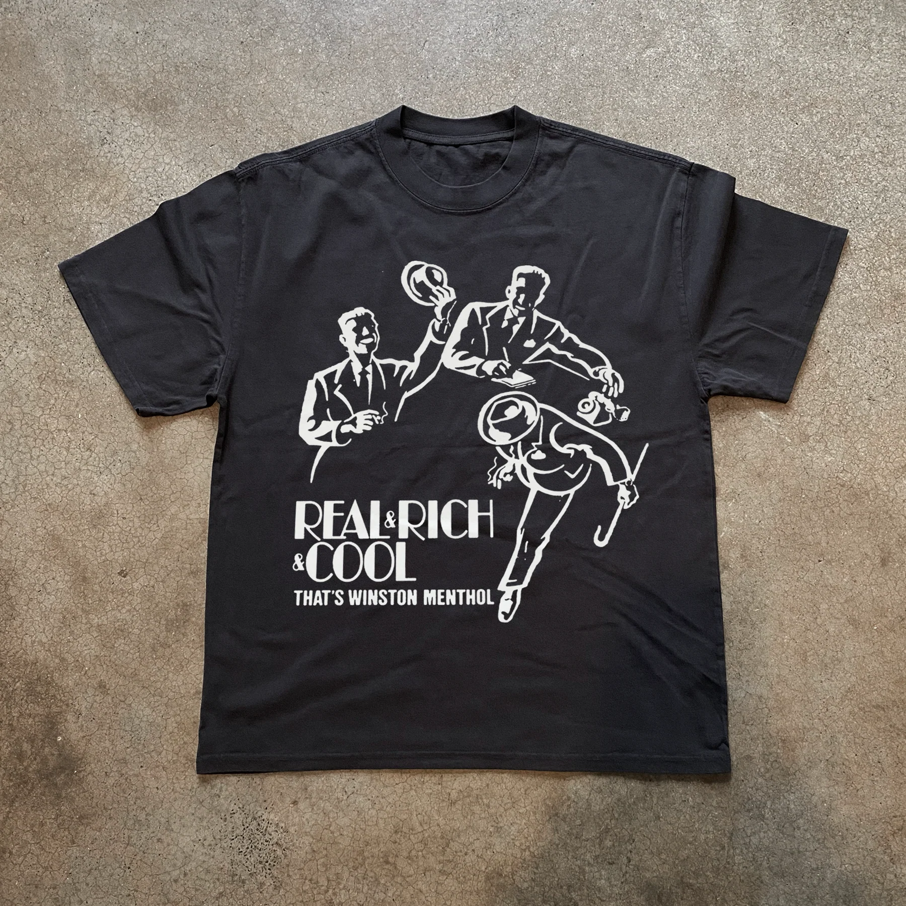 Winston Menthol 'Real & Rich & Cool' Heavy Black Tee